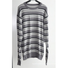 100% Algodão Homens Stiped Rodada Neck Knitted Pullover